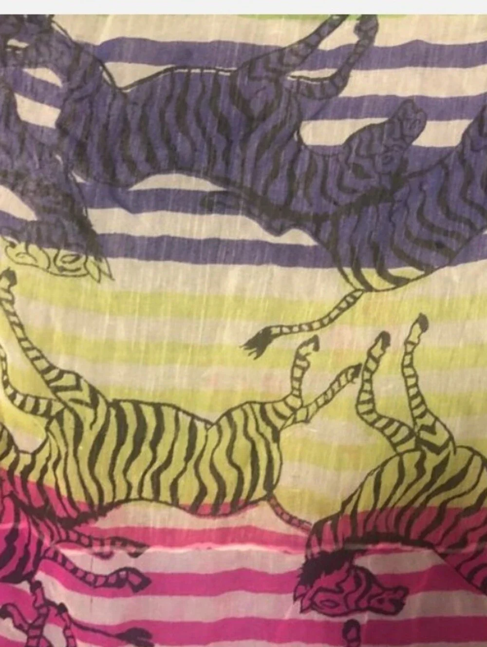 Vintage 1960s 1970s Psychedelic Lightweight Striped Zebra Scarf One Size